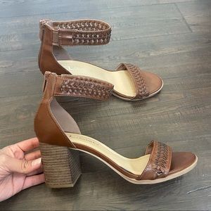 Chinese Laundry Brown Braided Ankle Strap Heel